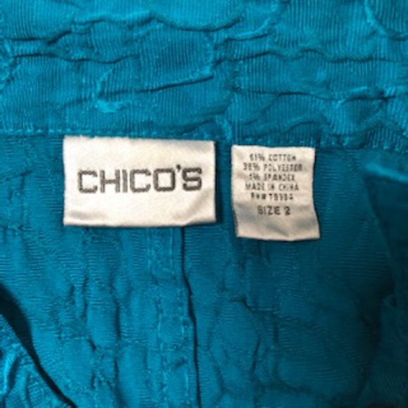 Chico's Teal Nehru Collar Jacket Size 2 - Picture 4 of 5